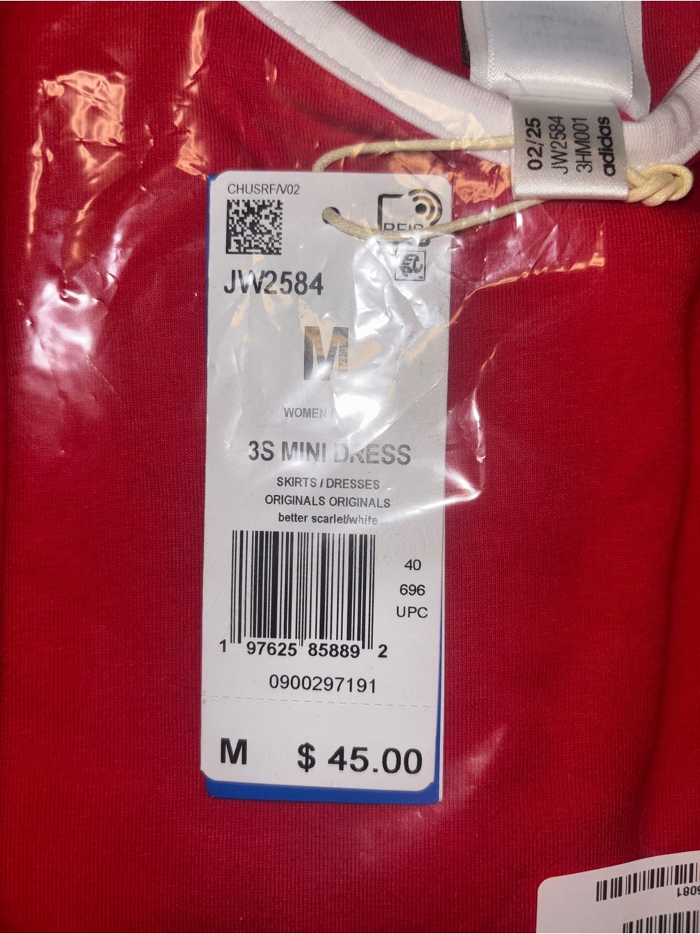 adidas 3 stripe Red Tank mini Dress - Picture 6 of 7